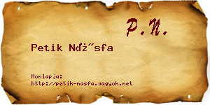 Petik Násfa névjegykártya